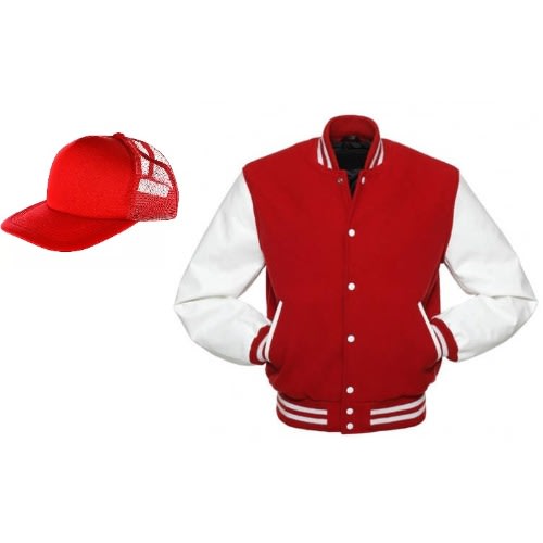 Baseball Cap & Varsity Jacket - Red & White