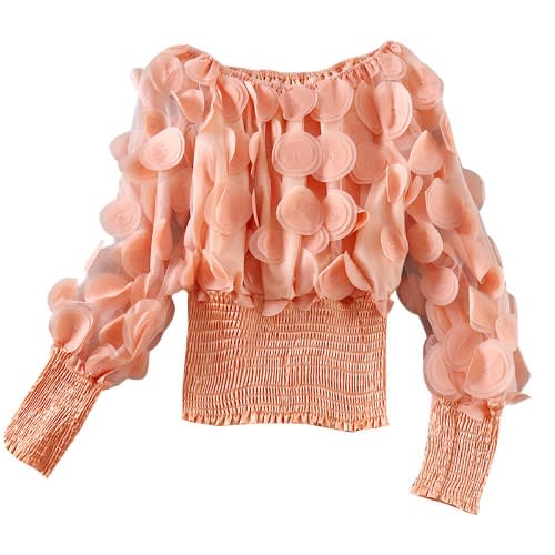 3d Floral Blouse- Peach