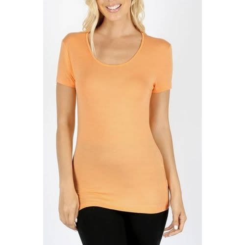 Rome Scoop Neck Short Sleeve T-shirt- Apricot