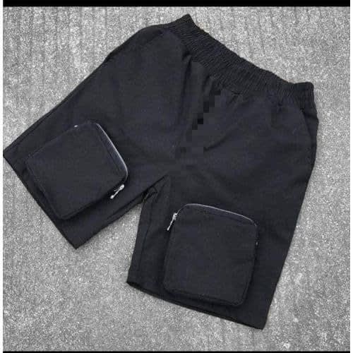 Black Cargo Combat Shorts For Men