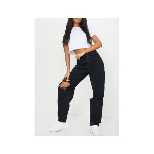 Black Ripple Boyfriend Jean