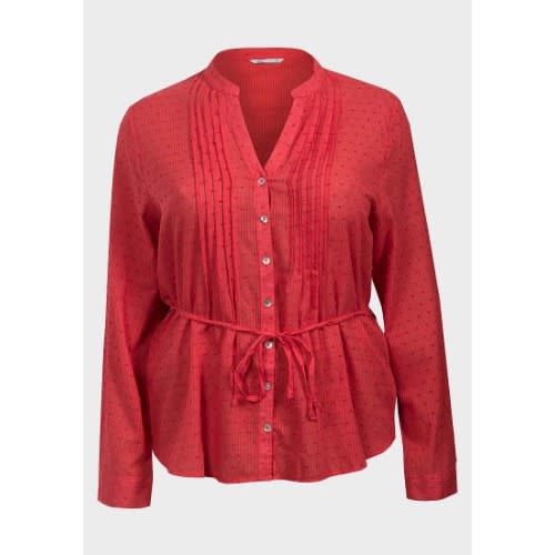 Ladies Plus Size Semi-sheer Cotton Blouse