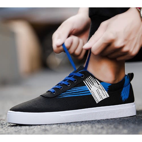 Lace Up Sneakers- Black & Blue