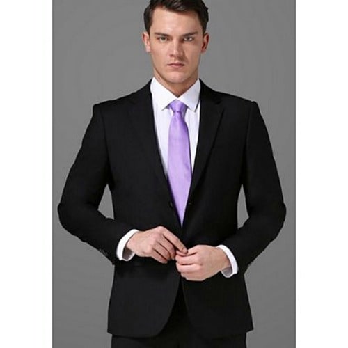 Men Smart One Button Suit - Black