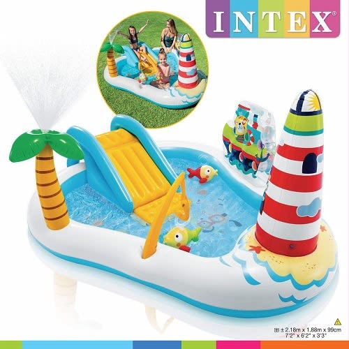 Fishing Fun Play Center Inflatable Kiddie Pool With Electric Pump