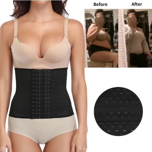 Women  Steel Bones Corset Waist Shaper- Black