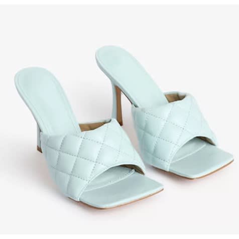 Quilted Mid Heel Mule