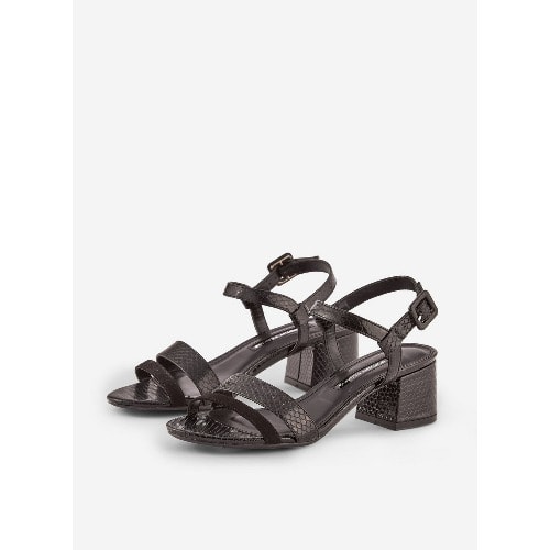Black Binkie Snake Print Heeled Sandals
