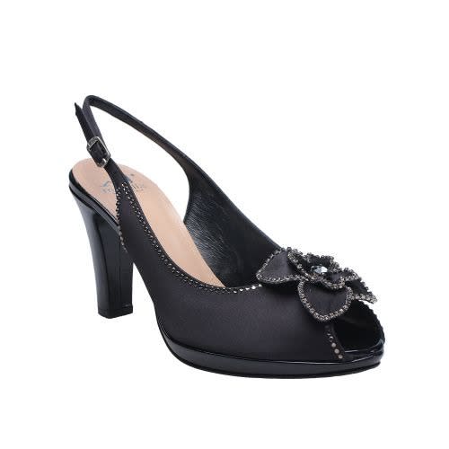 Black And Silver Design Slingback Sandal
