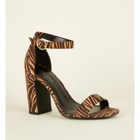 Brown Zebra Print 2 Part Block Heels
