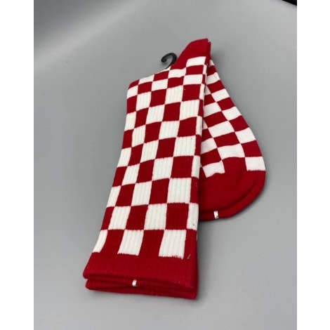 Checkered Men's Red/white Cotton Socks