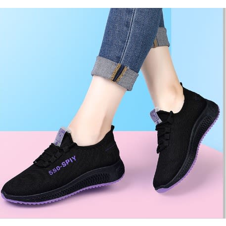 Women's Lightweight Sneakers - Black And Purple