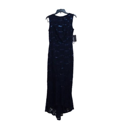 Dark Blue Gown With Upper Lace Design