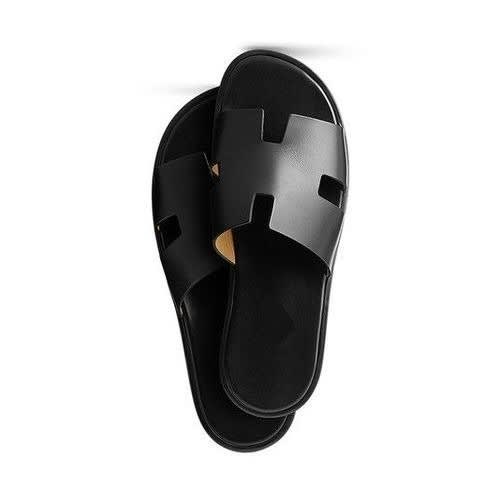 Ladies Leather Slippers - Black