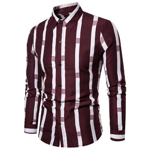 Men's Stripe Design Long Sleeve Shirt - Multicolor