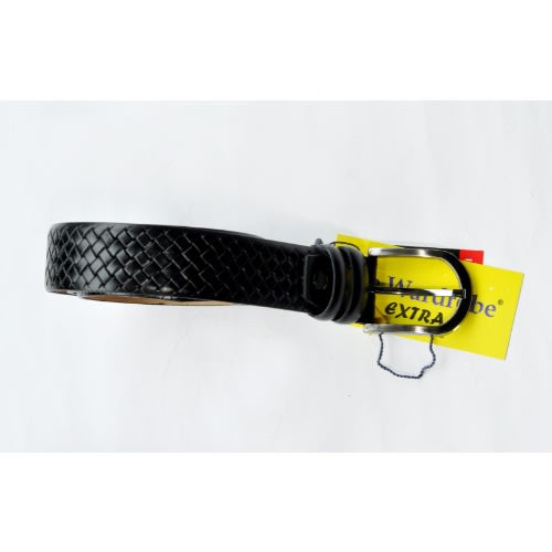 Men's Leather Drafted Belt- Black - mb-9672