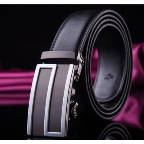 Men's Leather Buckle Belt - Black