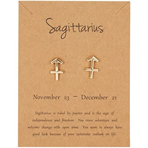 Sagittarius Zodiac Sign Earring- Gold
