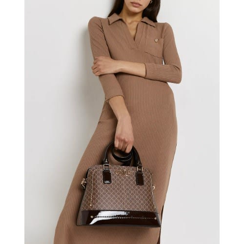 Brown Ri Monogram Tote Bag