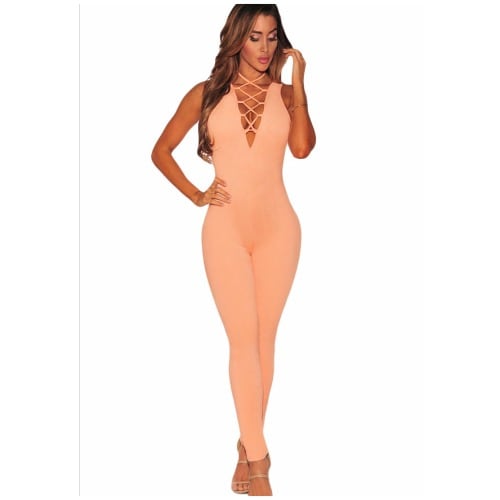 Emfed Thick Milk Silk Lace up Jumpsuit