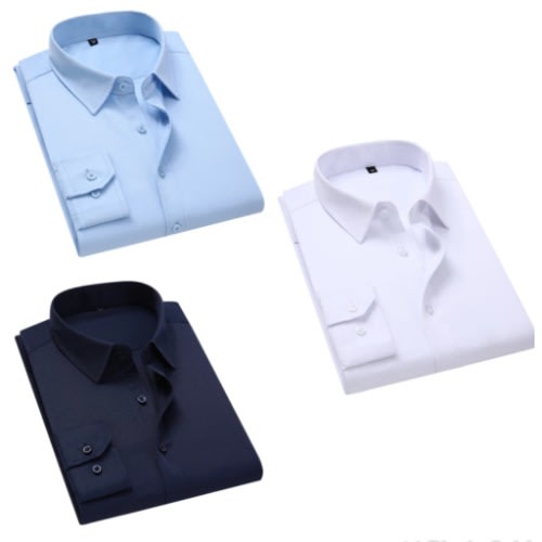 3pcs Corporate Longsleeve Shirt - Navy Blue /White Sky & Blue