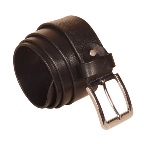 Leather Belt With Alloy Buckle - Black