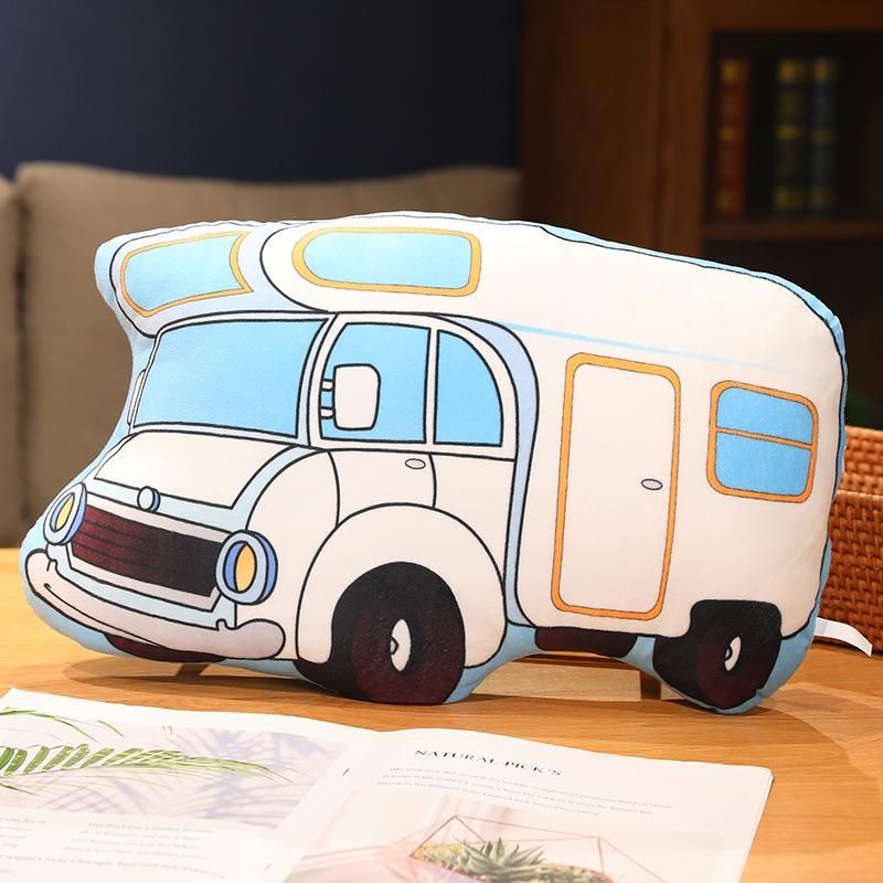 Children Plush Toy Cartoon Traffic Transportation Plane Police Car Excavator Fire Engine Motorcycle Pillow Stuffed Doll Cushion