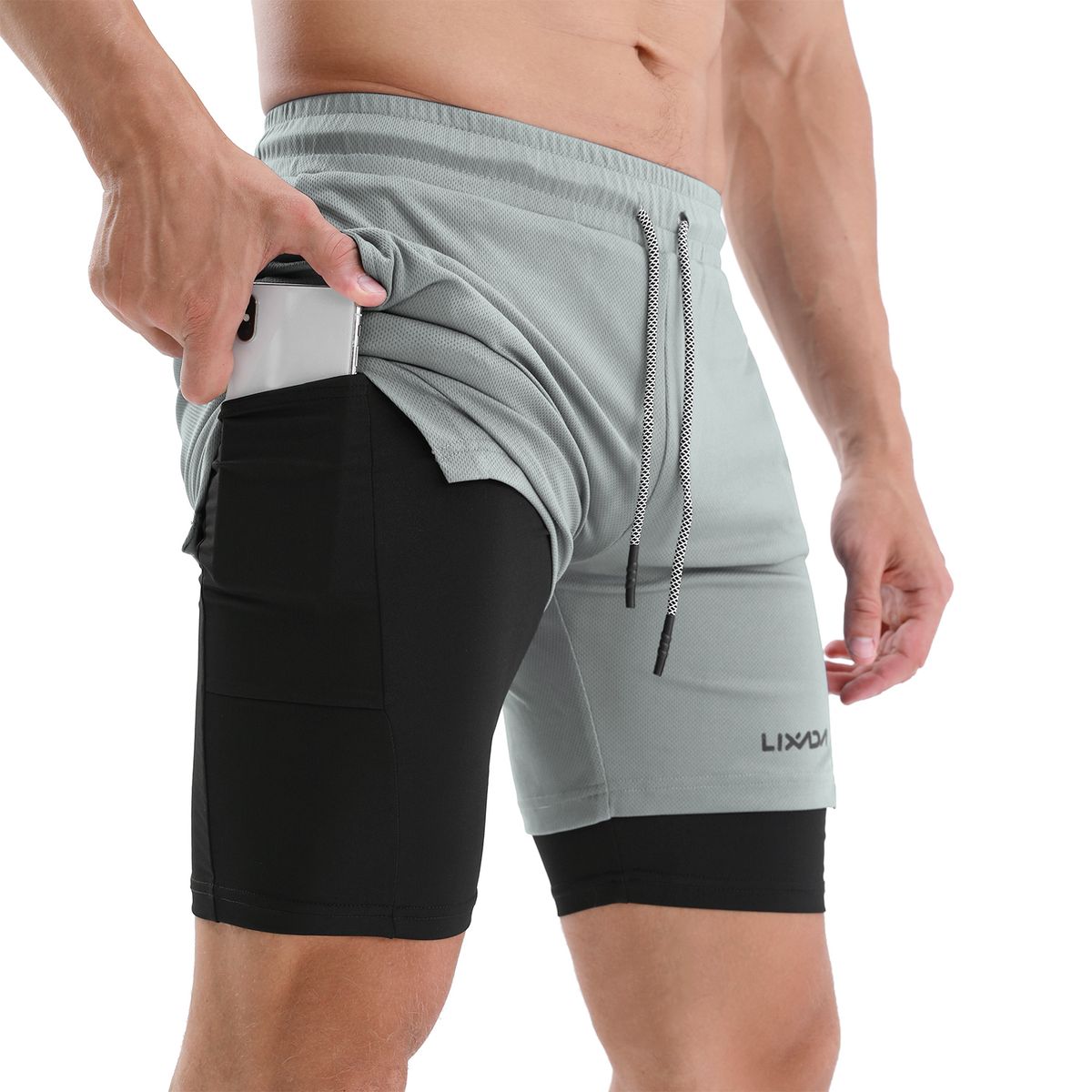 2-in-1 Men Running Shorts With Towel Loop Quick Dry