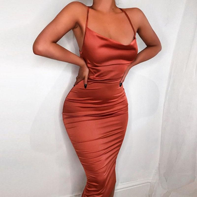 Women's dress sexy nightclub dress 2020 summer satin fashion women's dress