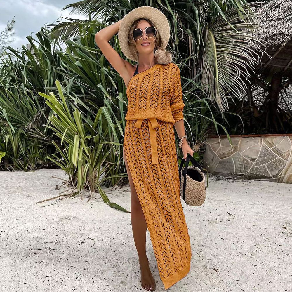 (pj2201Y1)2023 Bikini Cover-ups White Crochet Tunic Cover-ups Sexy See Through Sleeveless Mesh Dress Women Summer Clothes Beach Wear SMA