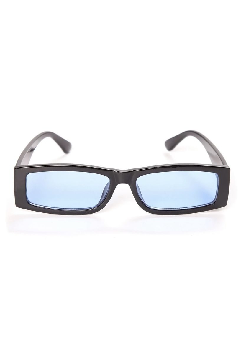 Black Rectangular Frame With Blue Lens Sunglasses
