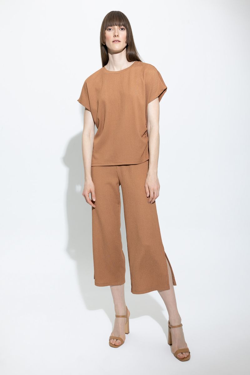 Woman Casual Regular Fit Knitted Trousers - Brown
