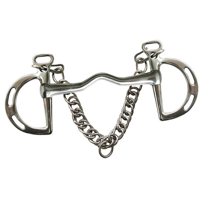 Wide Port Weymouth Bit Combination Western Snaffle Horse Bit W/ Curb L