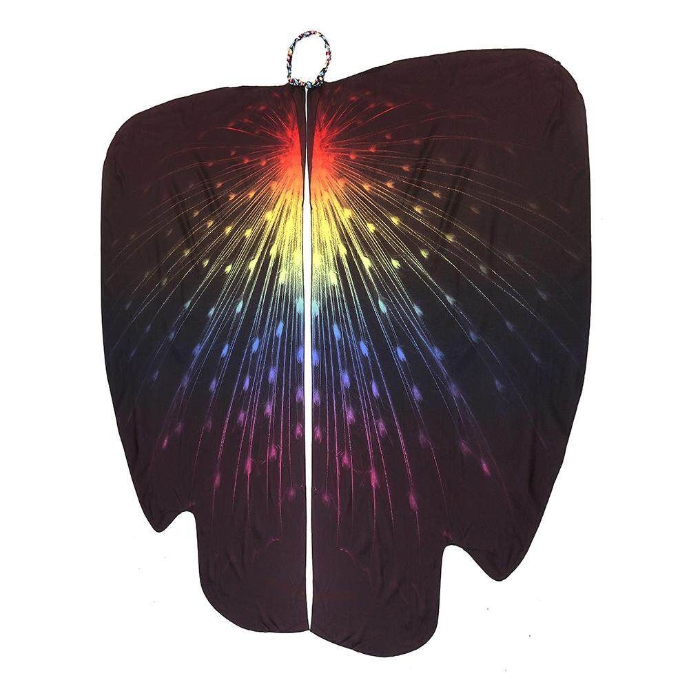 Butterfly Wing Shawls Women Print Chiffon Cape Scarf Peacock Poncho Shawl Wrap Multicolor