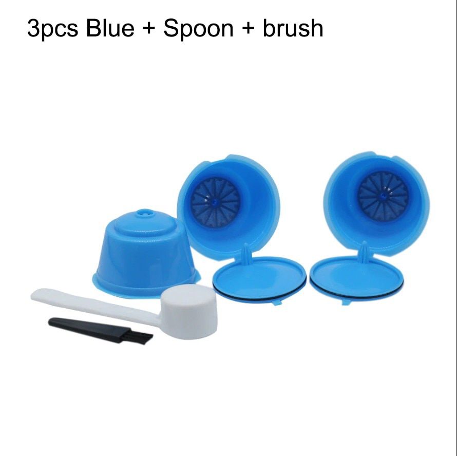 3 Pcs Reusable Coffee Filter Cup For Nescafe Dolce Gusto Coffee Capsule Filters With Spoon Brush Kitchen Accessories Refillable