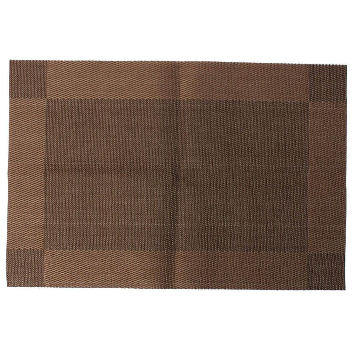1/2x Vinyl Dining Table Place Desk Mats Pad Weave Woven Effect Modern Restaurant Brown