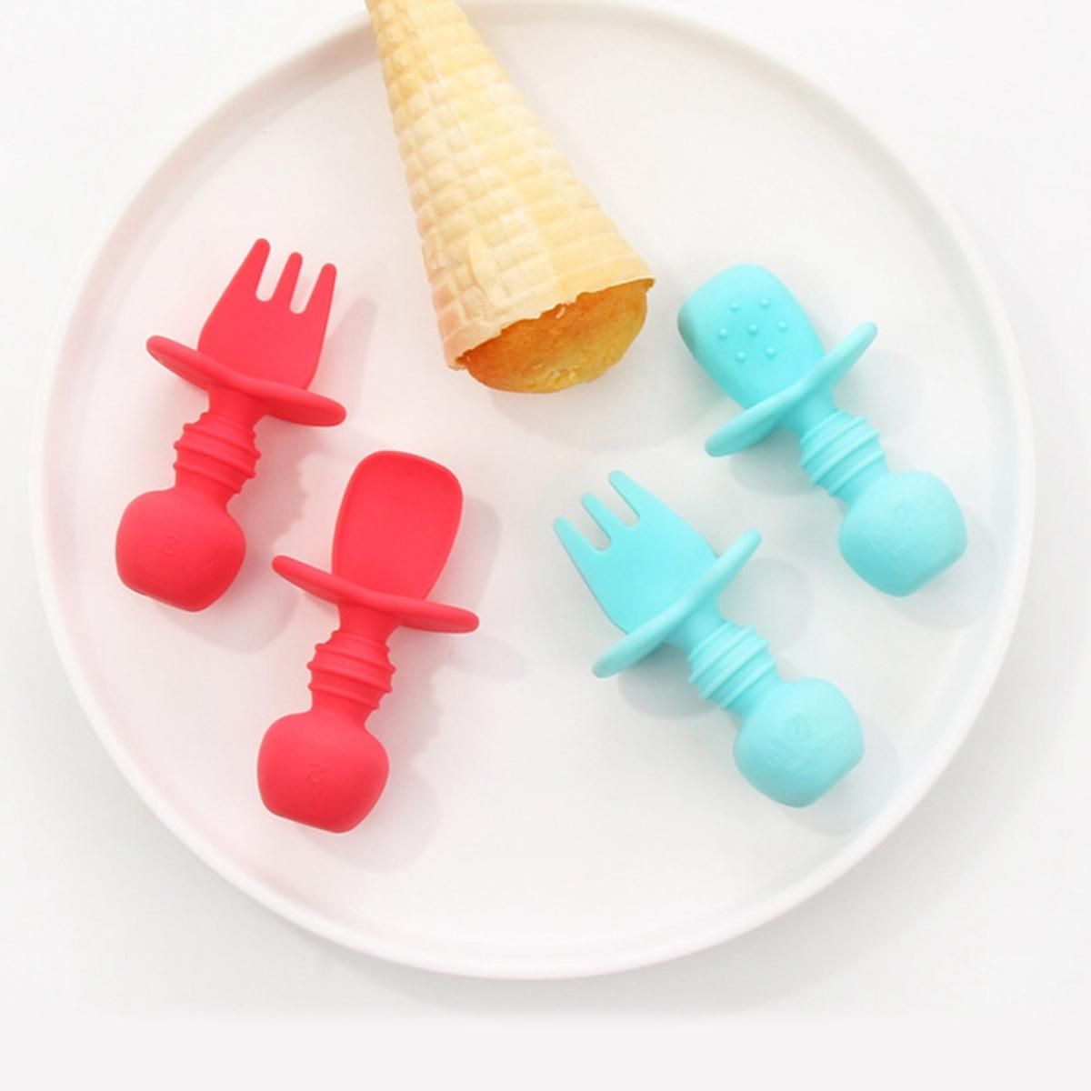 Silicone Short-Handled Spoons, Baby Food Training, Baby and