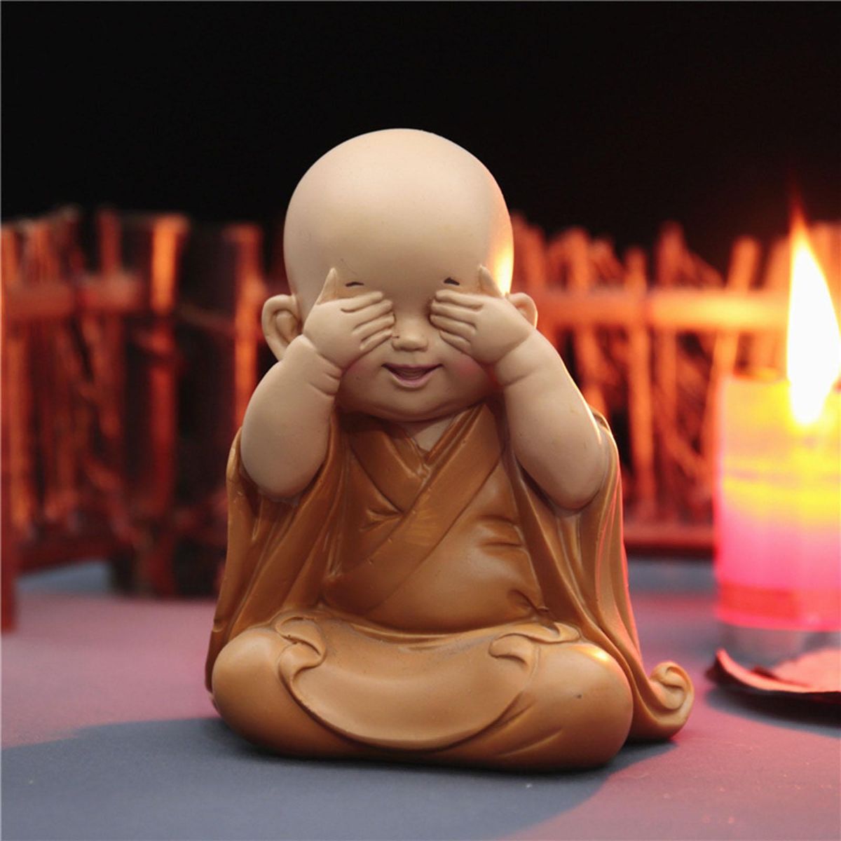 Cute Buddha Statue  Figurine Ornaments Buddha Cover Eyes