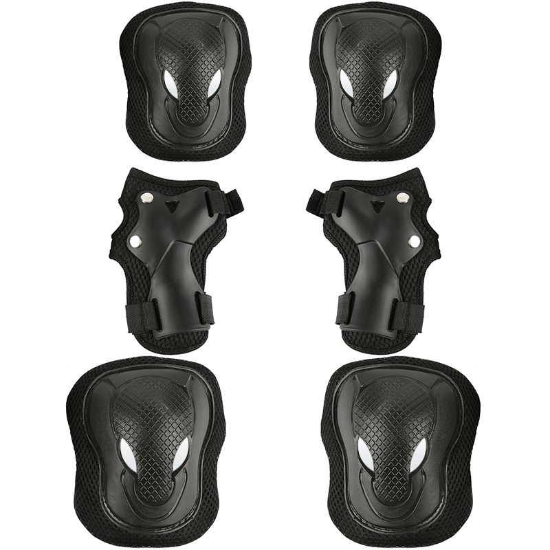 (Black)6pcs/set Cycling Roller Skating Protector Gear Pad Guard Set For Knee Elbow Wrist For Skateboard Roller Blading Riding Scooter SAB