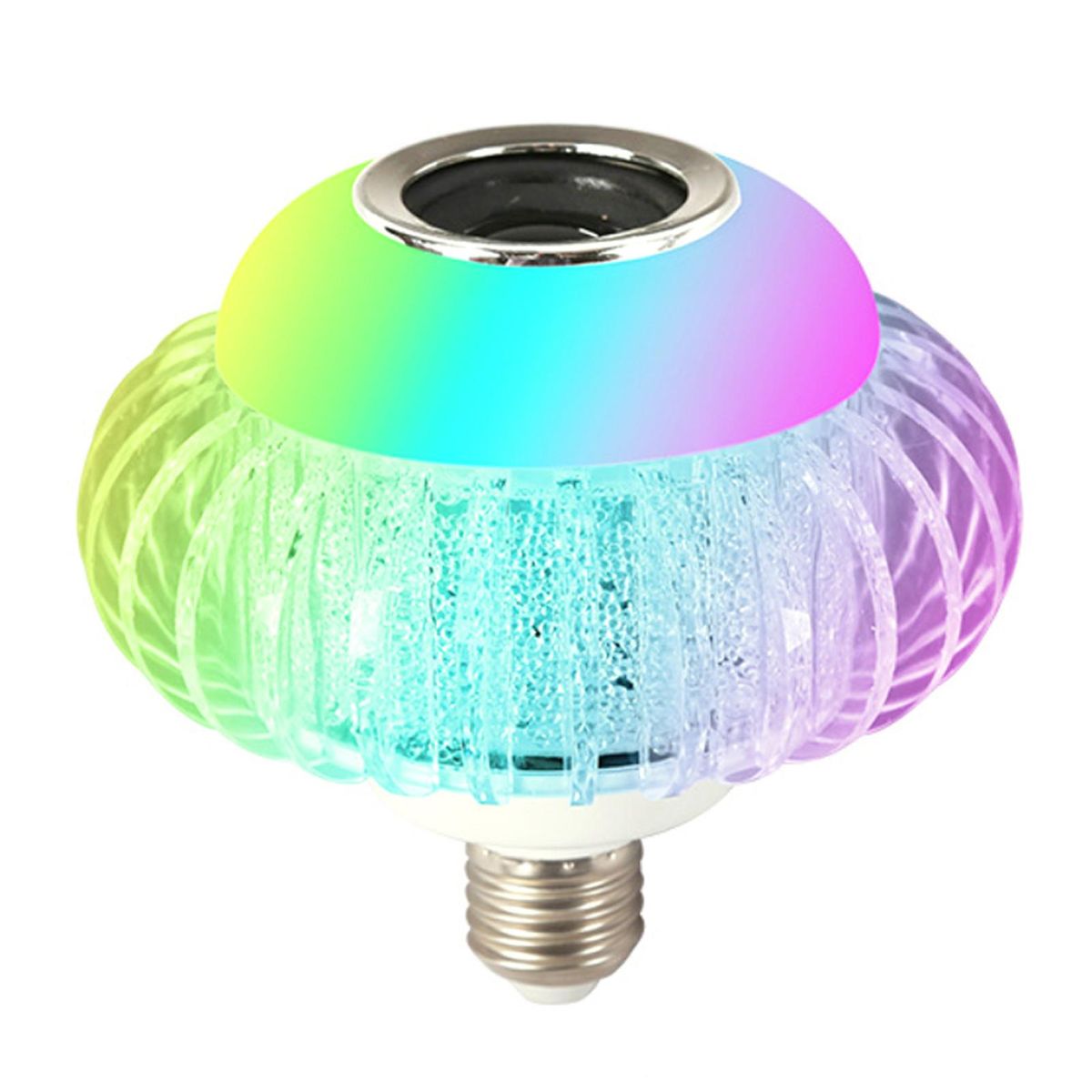 A C85-265V 15W RGB S-mart BT Connected LEDs B-ulb Light with Controller BT Speaker Dimmable Brightness Adjustable Flash/ Strobe/ Fade/ Smooth Diverse Lighting Modes Music Synic E27 Base Socket Holder for Home Party DJ Show De