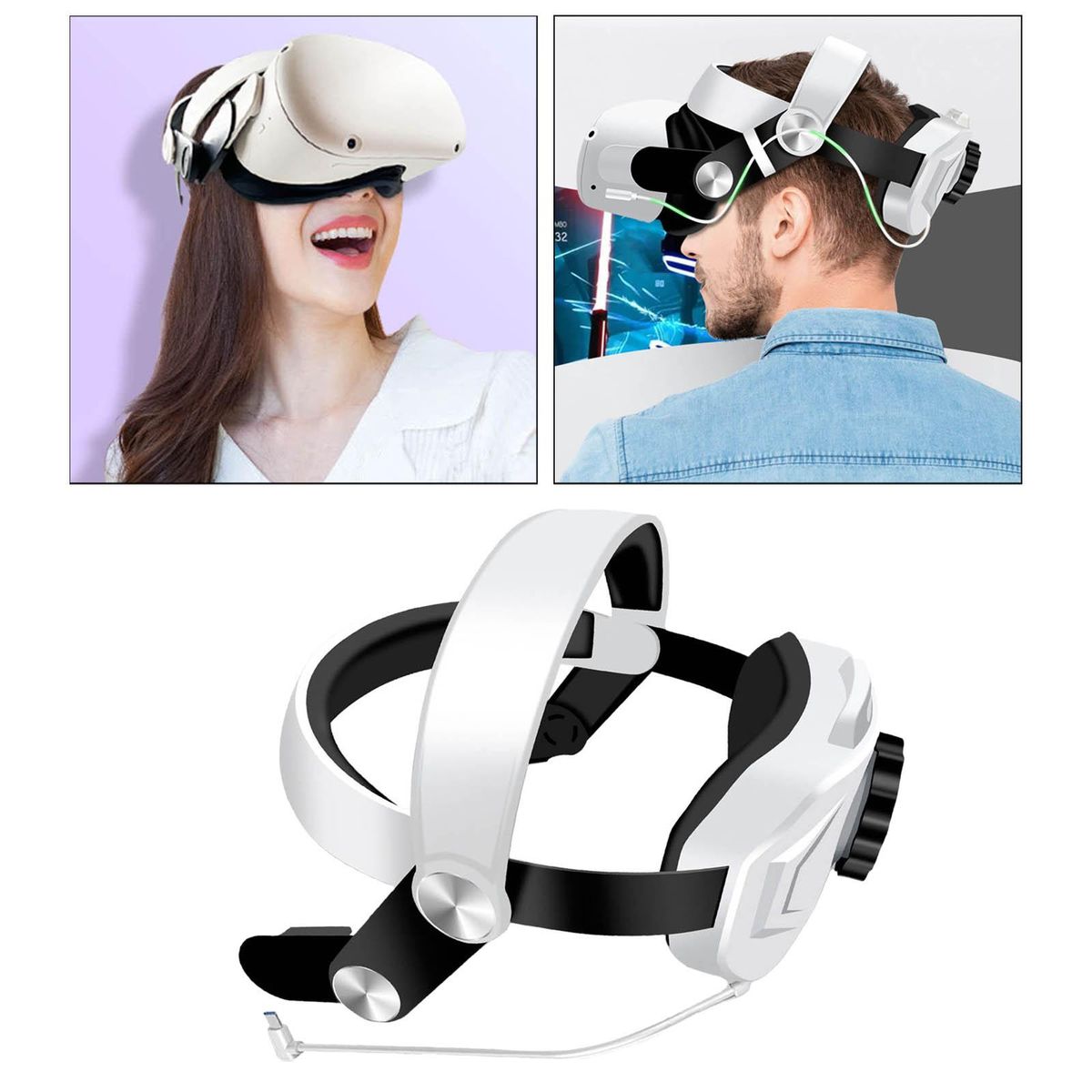 VR Head Strap With Battery Adjustable Balance Weight Head Band For