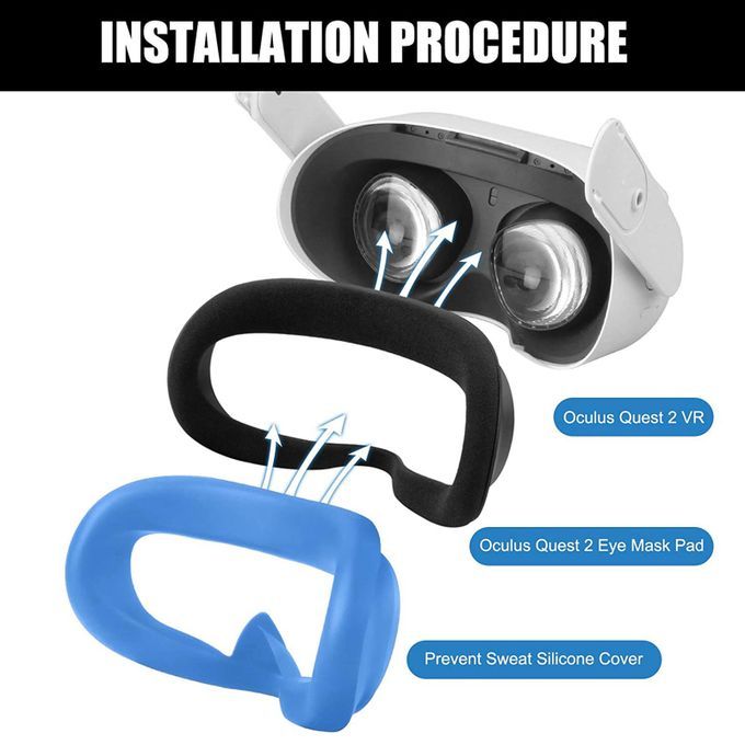 Replacement VR Silicone Face Mask Cover Pad For Oculus Quest 2  Blue