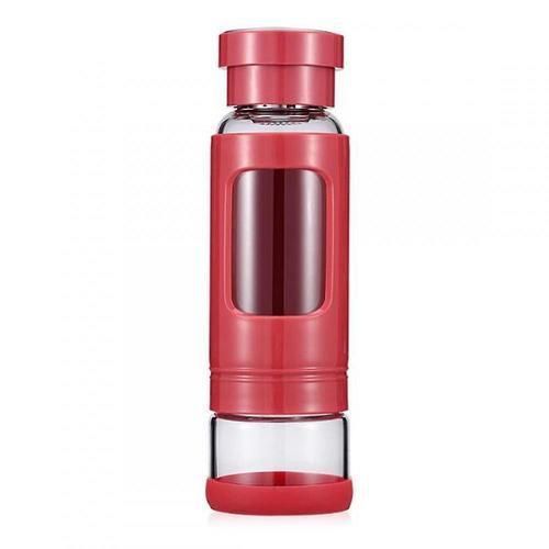 Portable Tea Tumbler Water Bottle 400ml With Removable Tea/fruit Infuser And Tea Storage Compartment(Red)