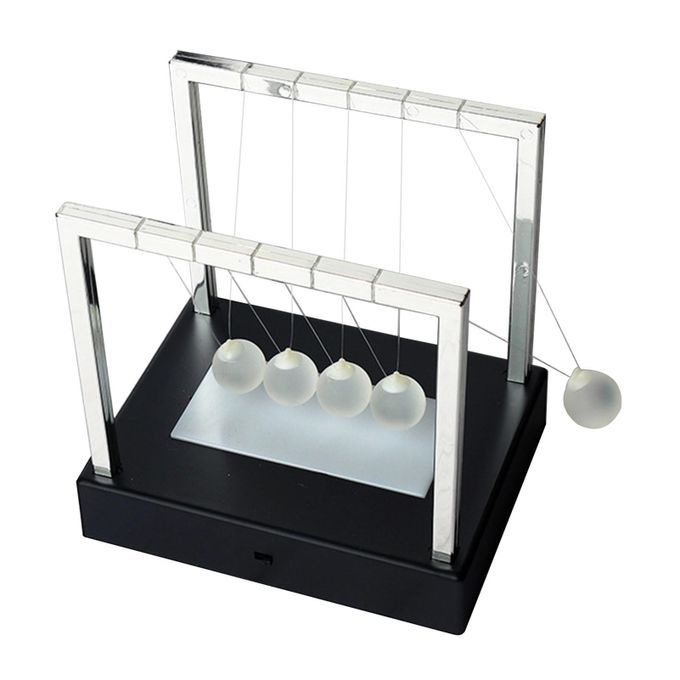 Black Base Newtons Cradle Pendulum Balls Physics-