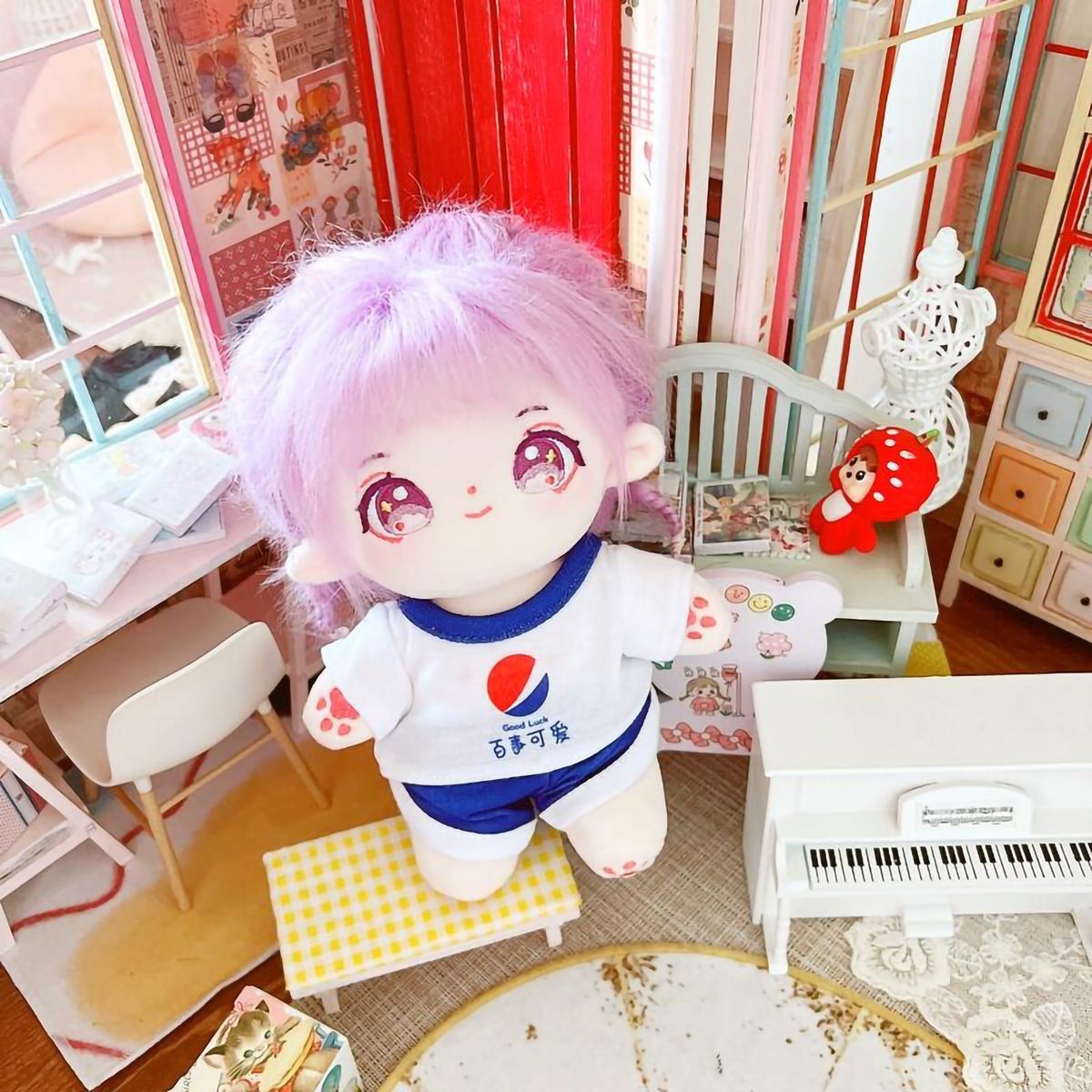 Doll Pants 20cm Cotton Idol Doll T-shirt Shorts Blue