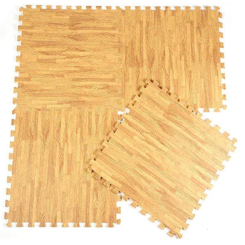 Wood Grain Ground Mats Dark Carpet Split Joint EVA Puzzle Baby Beige