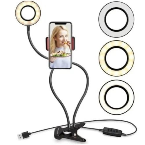 Ring Light With Phone Holder Stand For Live Stream & Makeup - 3 Light Mode