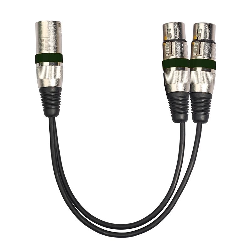 2055MFF-03 2 In1 XLR Male To Double Female Microphone Audio Cable, Length: 0.3m(Black)