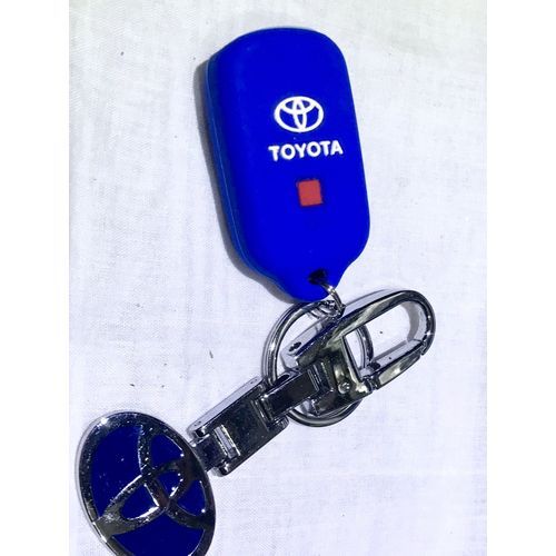 Blue Toyota  Key Holder + 2button Silicone Remote Key Cover