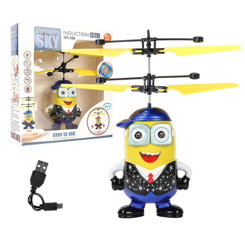 RC Helicopter Electric Flying Minions Kids Mini Cartoon Toys Flight Suspension Toys